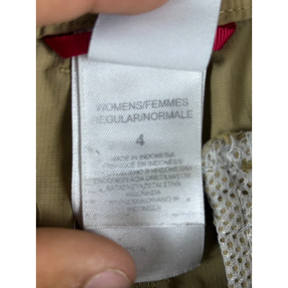 The North Face Horizon Hiking Shorts Women 29x7 Khaki Logo Ripstop Nylon Outdoor